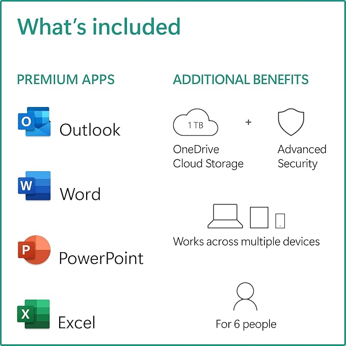 Microsoft 365 Family | 1 YEAR  | 6 USERS | 6TB STORAGE | PC/MAC Instant Download