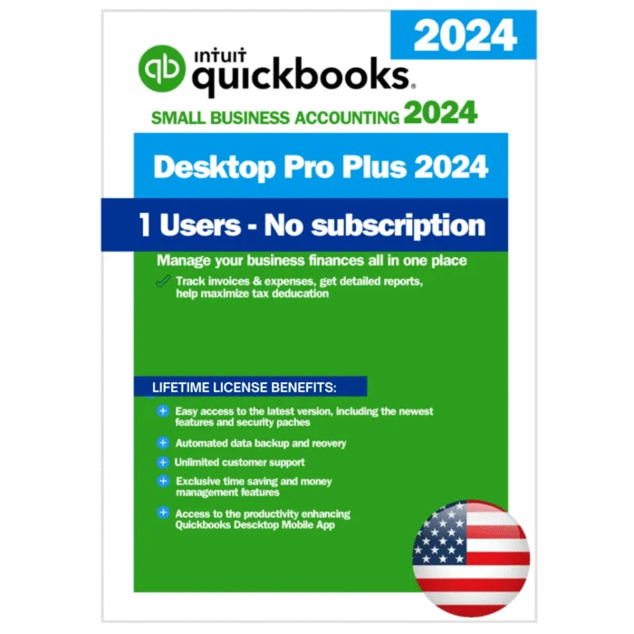 Intuit® QuickBooks® Desktop Pro Plus 2024 (1 User) for Windows: Lifetime License